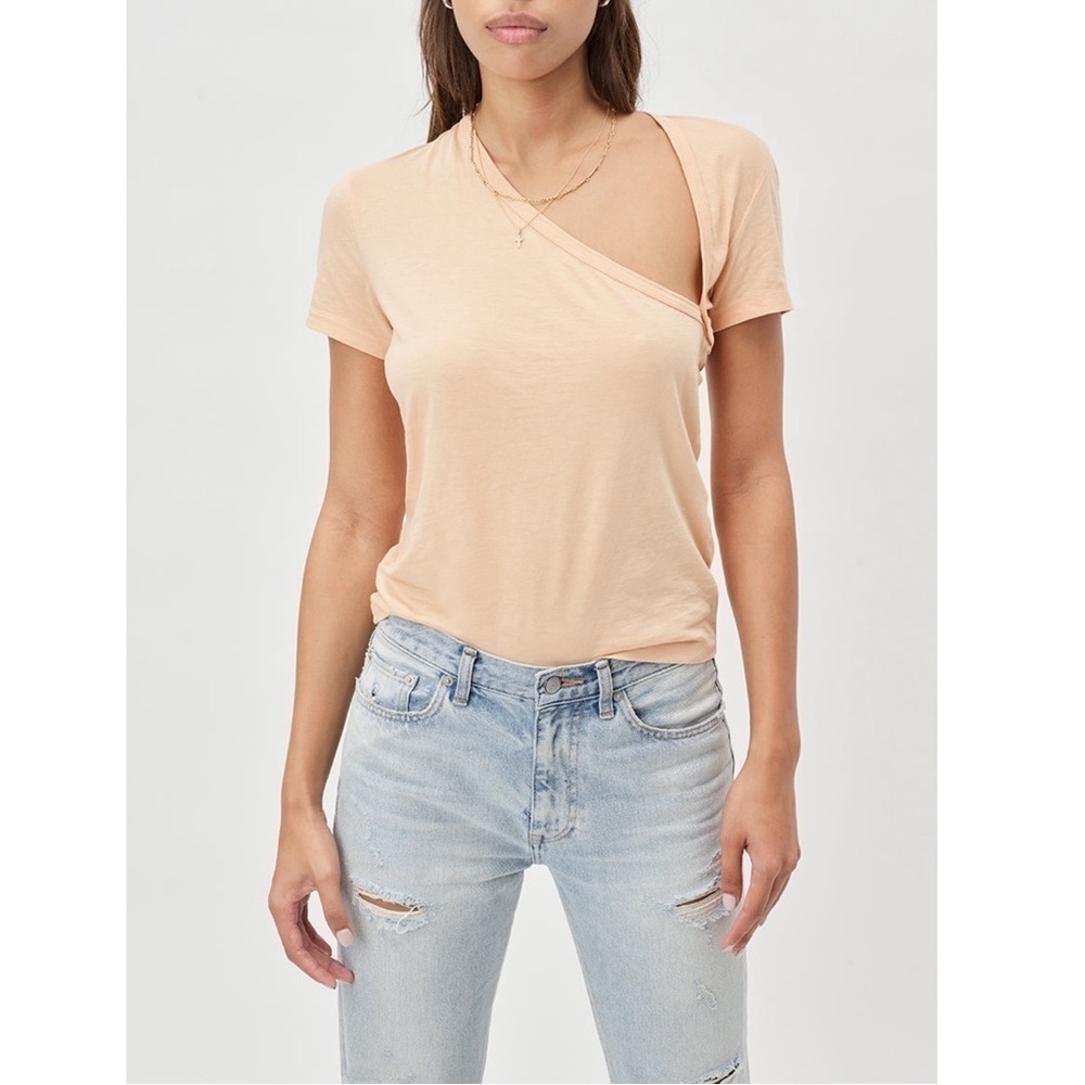 𝅺NEW John Elliott Supima Asymmetrical Cut Out Tee Apricot Orange